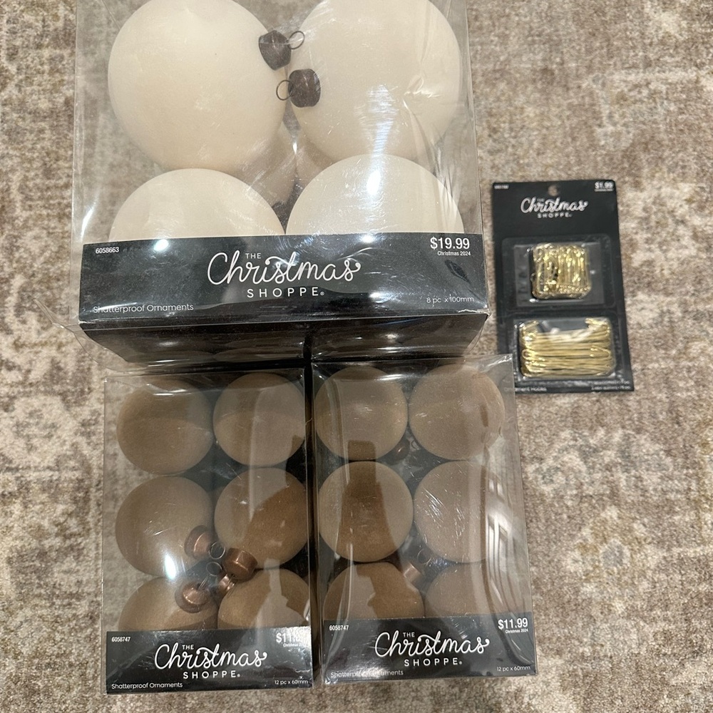 Hobby Lobby Flocked The Christmas Shoppe Ornament Set